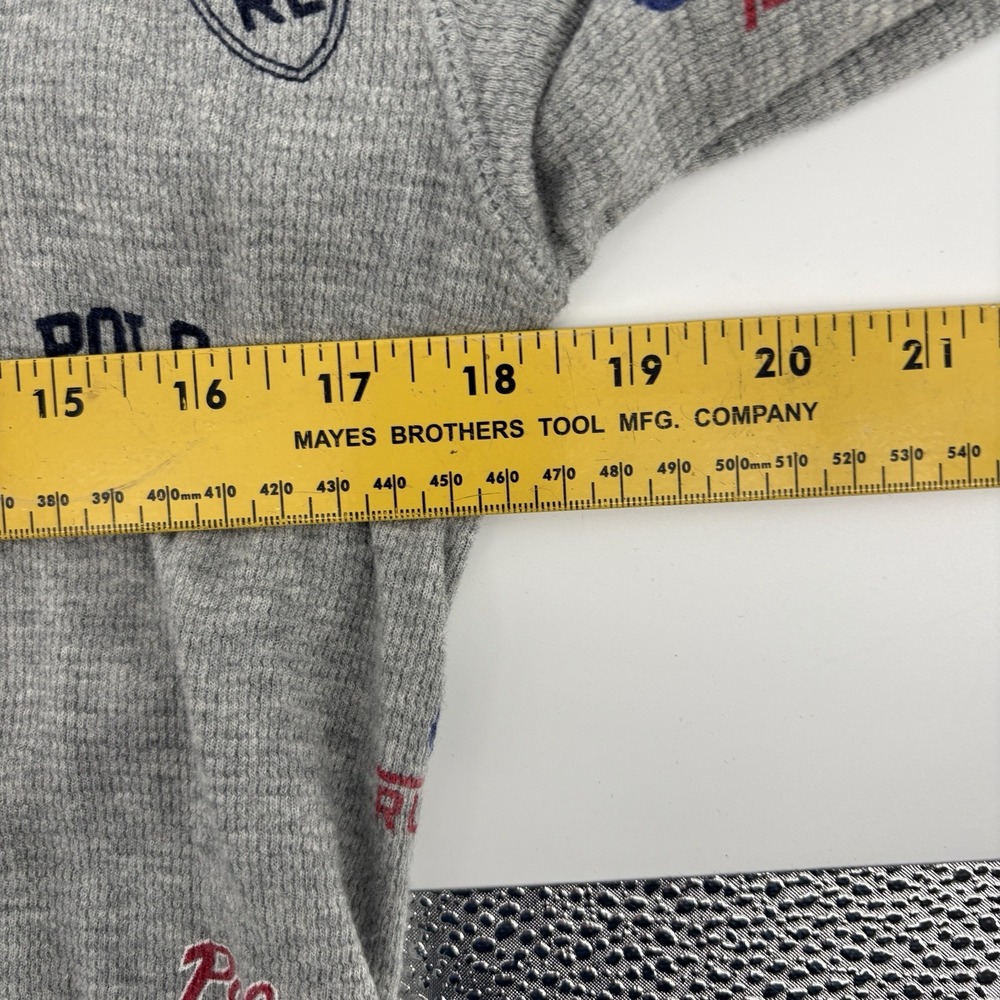Polo Ralph Lauren Gray Waffle Knit Henley Sleepwear Shirt Men's MediumThermal LS - Picture 7 of 9